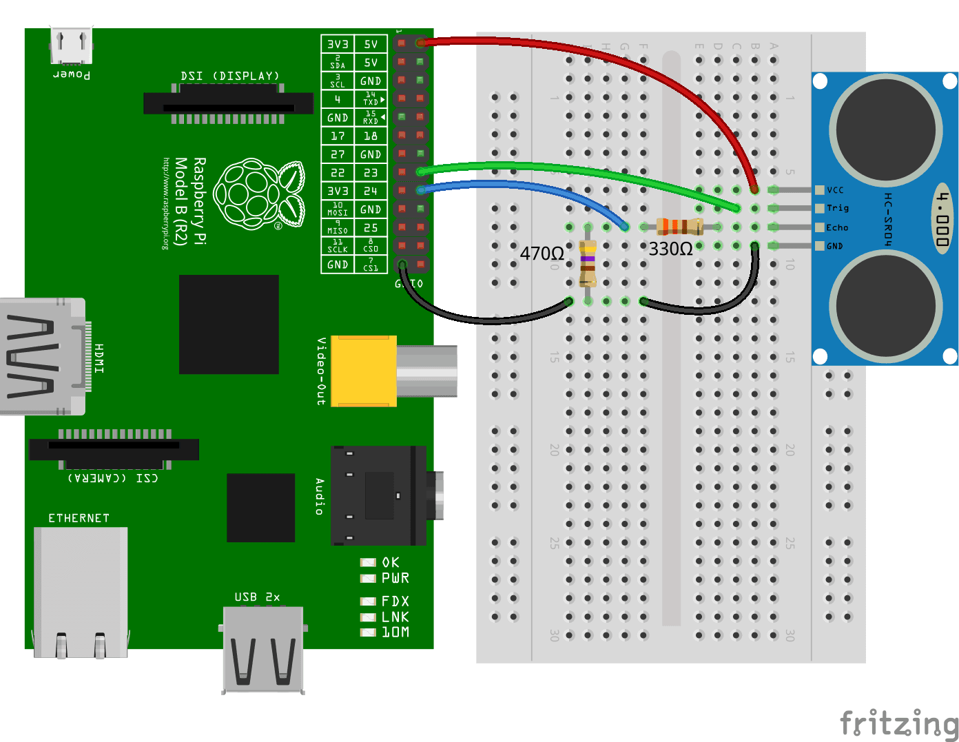 HCSR04 Graphical Schematic